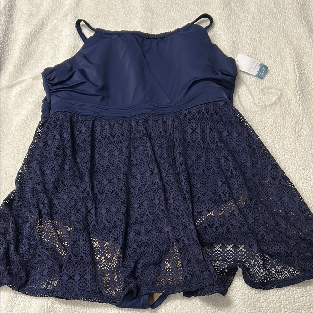 Cacique Navy Blue Women Swim One Piece